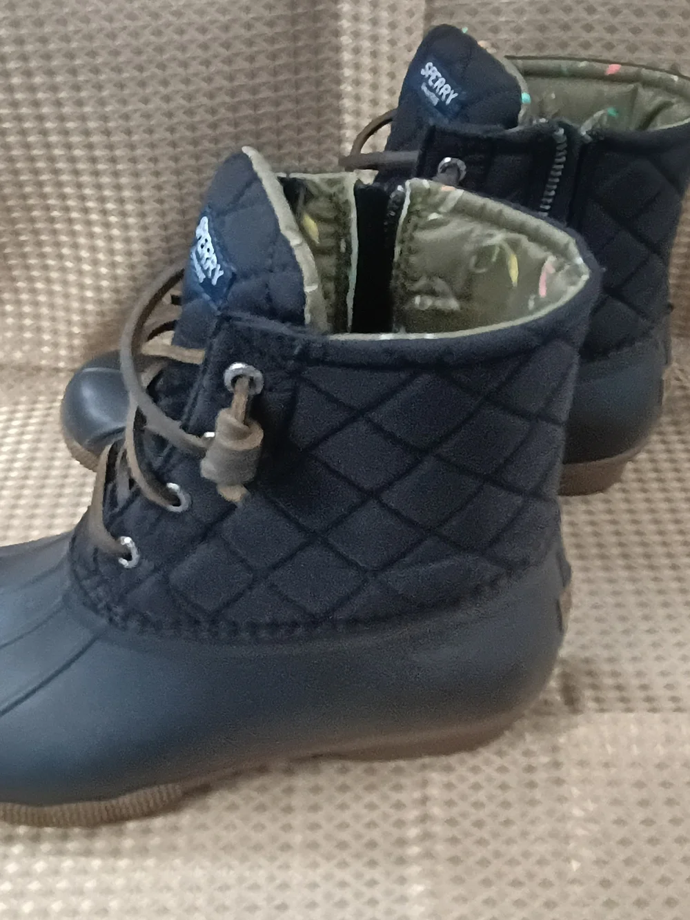 Sperry Black Quilted Duck Boots - Women's Waterproof Ankle Boots